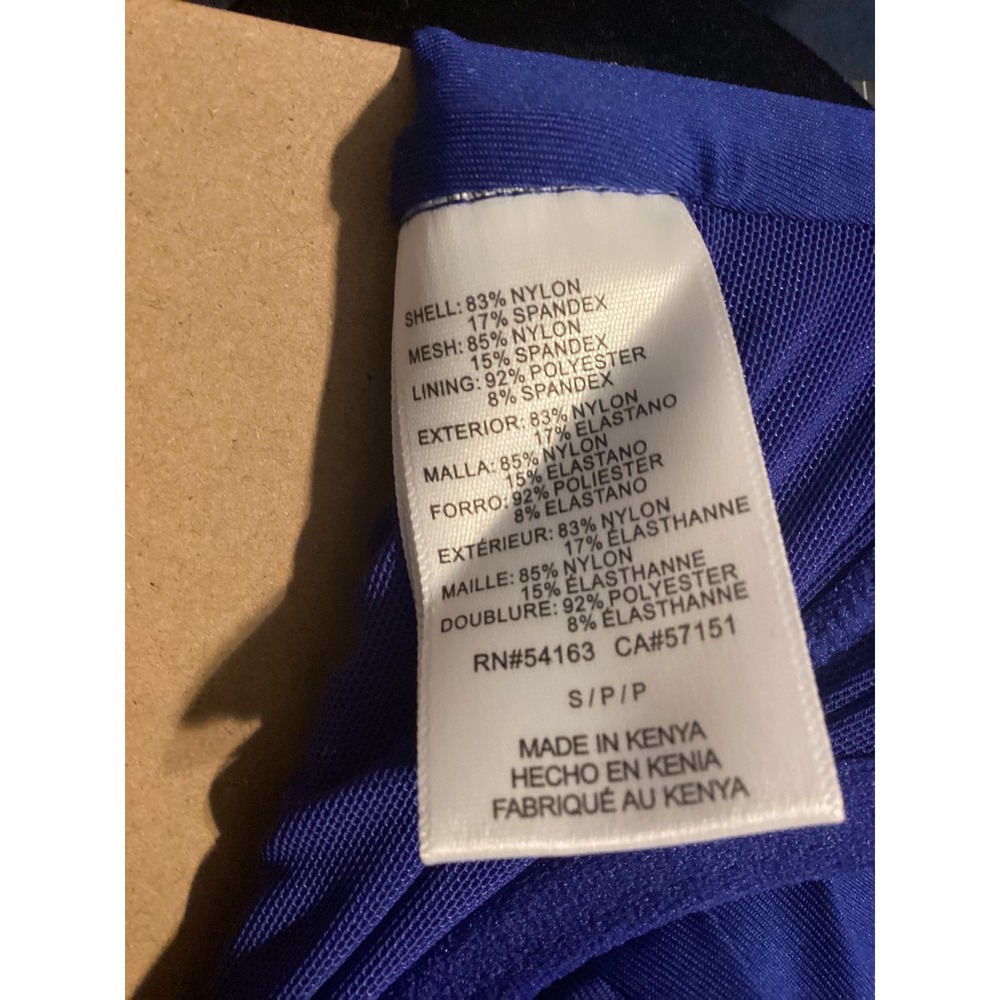 DKNY Womens Ruffle V-Neck Ruched One Piece Swimsuit Blue S 1943727‎ - Picture 6 of 6